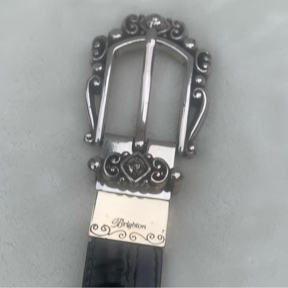 Brighton Reversible Pink/Black Alligator Texture Belt Silver Accents ML 32 - Picture 6 of 14